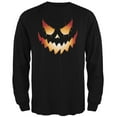 thumbnail image 1 of Halloween Evil Jack-O-Lantern Pumpkin Black Adult Long Sleeve T-Shirt - 2X-Large, 1 of 6