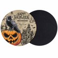 thumbnail image 1 of Halloween Evil Pumpkin Coasters Set of 2, Absorbent Coasters for Drinks, Horror Black Crow Haunted House Coaster for Desk Coffee Table Protection, Home Decor House Warming Gifts 4", 1 of 8