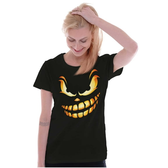 Halloween Evil Pumpkin Costume Womens Slim Fit Graphic Tee Brisco Brands M