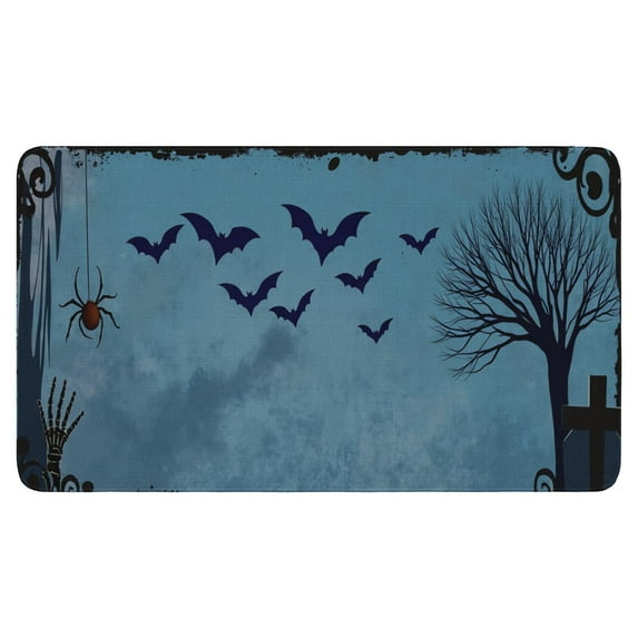 Halloween Evil Pumpkin Doormat,Durable Absorbent Indoor Outdoor 17x30 Inch Horror Pumpkin Ghost Floor Mat for Kitchen Nursery Floor Entryway Rug