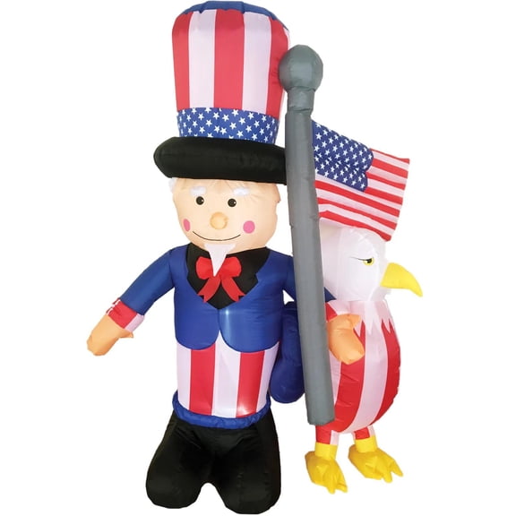 Halloween Express 6 ft Inflatable Uncle Sam with Eagle Decoration