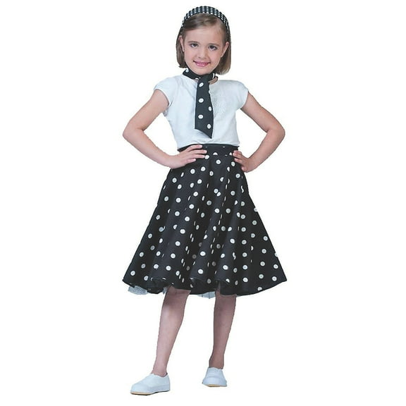 Halloween Express Girls' 50s Sock Hop Dress Costume - Size 6-14