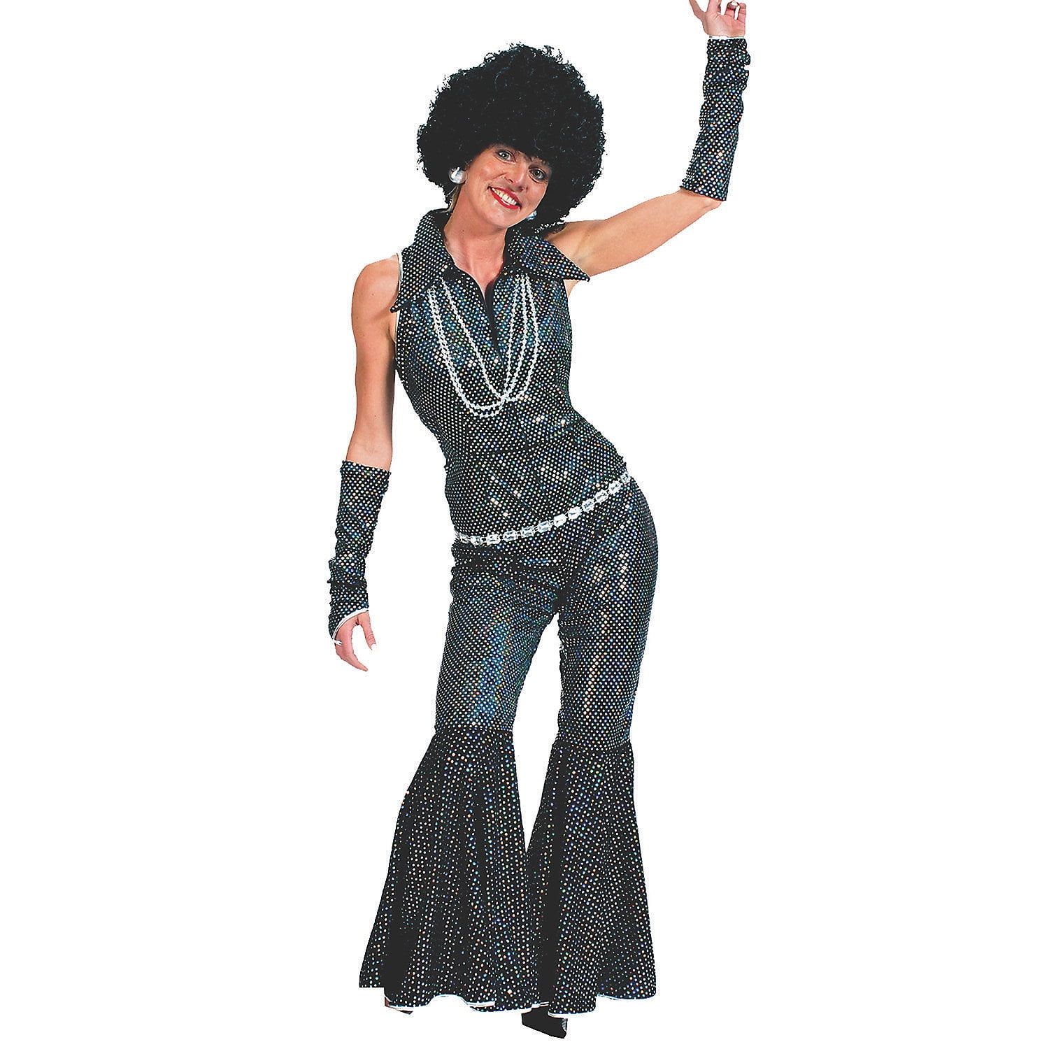 Halloween Express Women's 70's Boogie Queen Jumpsuit Costume - Size Small 