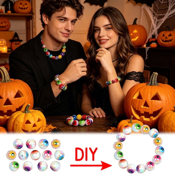 Halloween Eye Beads DIY Craft Beads Spooky Jewelry Making Supplies Set of 10