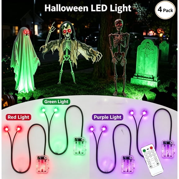 Halloween Eye Decorative Lights with Remote, 8 Functions, 4 Light Boxes for Scary Party Door Wall Entryway Decor,Green
