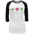 thumbnail image 1 of Halloween Eye Heart Zombies Juniors 3/4 Sleeve Raglan T Shirt White-Black LG, 1 of 1