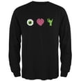 thumbnail image 1 of Halloween Eye Heart Zombies Mens Long Sleeve T Shirt Black MD, 1 of 1