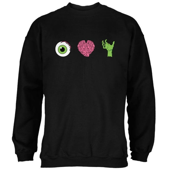 Halloween Eye Heart Zombies Mens Sweatshirt Black MD