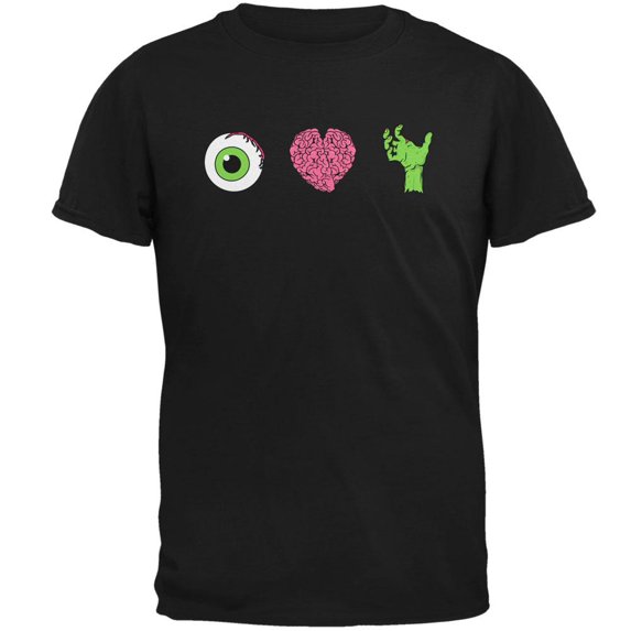 Halloween Eye Heart Zombies Mens T Shirt Black SM
