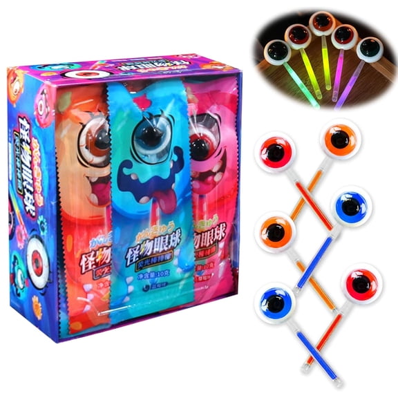 Halloween Eyeball Candy Lollipop, Eyes Lollipop with Glow Sticks Individually Warpped or Trick or Treat (10.58oz, 30 Pack)