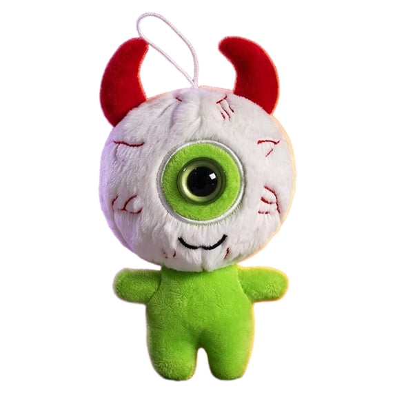 Halloween Eyeball Demon Plush Ornament, Cute Single Eye Monster Stuffed Pendant for Indoor Home Display, Halloween Party Decorations and Holiday Present for Plush Toy Enthusiasts, Green