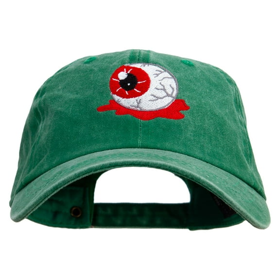 Halloween Eyeball Embroidered Unstructured Pigment Dyed Cotton Cap - Kelly Green OSFM