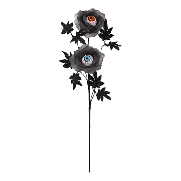 Halloween Eyeball Flower Picks, Spooky Artificial Eyeball Stem Decor for Vase & Floral Arrangement, Black Plastic Horror Party Decorations