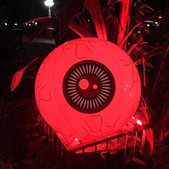 Halloween Eyeball Inflatable Decoration 16 Inch, Halloween Decoration Indoor Outdoor Led Color Changing Remote Control Balloon with Glowing Effect, Luminous Party Decor for Yard Garden Indoor