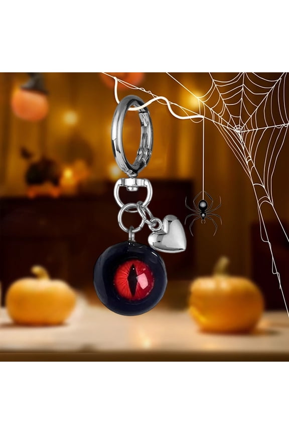 Halloween Eyeball Keychain for Keys, Spooky Gothic Horror Accessories for Home Decor, Party Favors, Gifts for Adults and Kids, Black Blue Pink Red