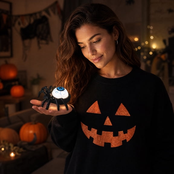 Halloween Eyeball Light LED Flickering Candle Lamp Blue for Desktop Shelf Decor 1 Pack