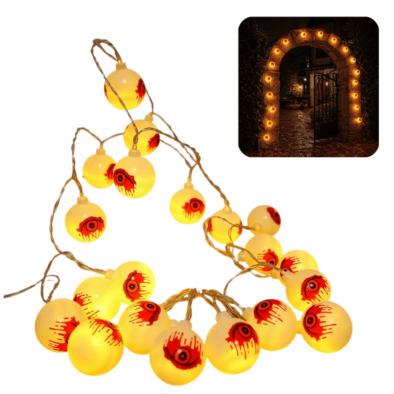 Halloween Eyeball String Lights 20 LED Battery Operated red Eyeball Lightsfor Party Supplies Crafts Wreath Window Indoor and Outdoor Halloween Decorations
