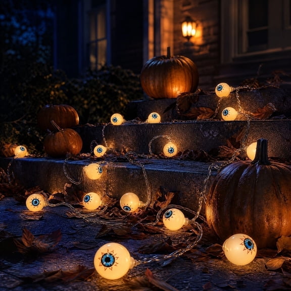 Halloween Eyeball String Lights 5Ft Halloween Decorative String Lights with 10 Incandescent Multicolor Eyeball Lights for Party, Christmas, Carnival, Celebration Indoor/Outdoor Decor
