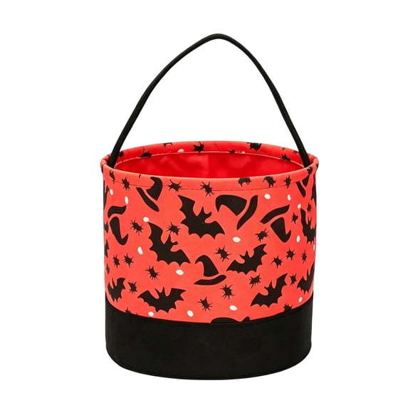 Halloween Fabric Storage Basket Pumpkin Candy Holder Red A 1pc