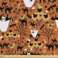 thumbnail image 1 of Ambesonne Halloween Fabric by the Yard Upholstery, Ghost Cats Bats Spiders, 10 Yards, Burnt Orange Multicolor, 1 of 4