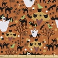 thumbnail image 1 of Ambesonne Halloween Fabric by the Yard Upholstery, Ghost Cats Bats Spiders, 3 Yards, Burnt Orange Multicolor, 1 of 4