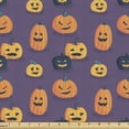 thumbnail image 1 of Ambesonne Halloween Fabric by the Yard Upholstery, Spooky Pumpkins Pattern, 2 Yards, Orange and Violet, 1 of 4
