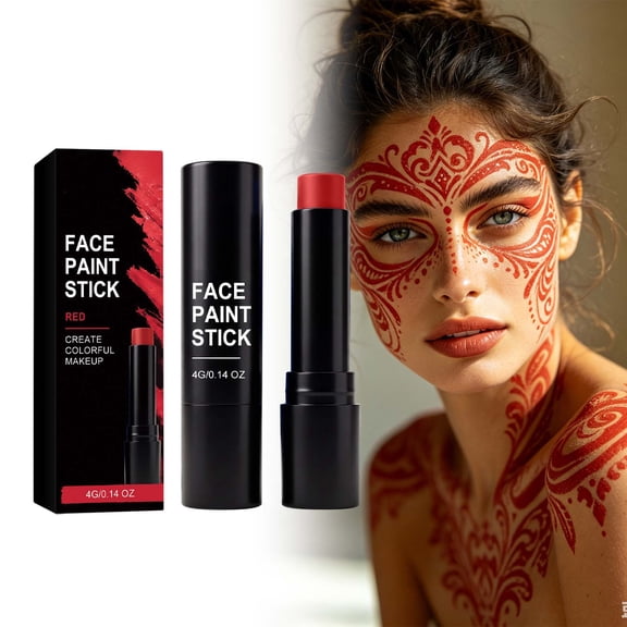 Halloween Face Body Paint Stick, Red Face Paint Stick, Matte Full Coverage Body Paint Adult Festival Rave Stage Halloween Body Art Makeup