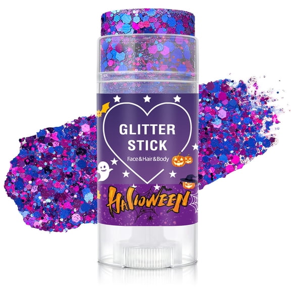 Halloween Face and Body Paint Sticks, Body Paint Stick Halloween Holographic Metallic Glitter Waterproof Formula Adult Halloween Party Purple Makeup 3.31 Inch