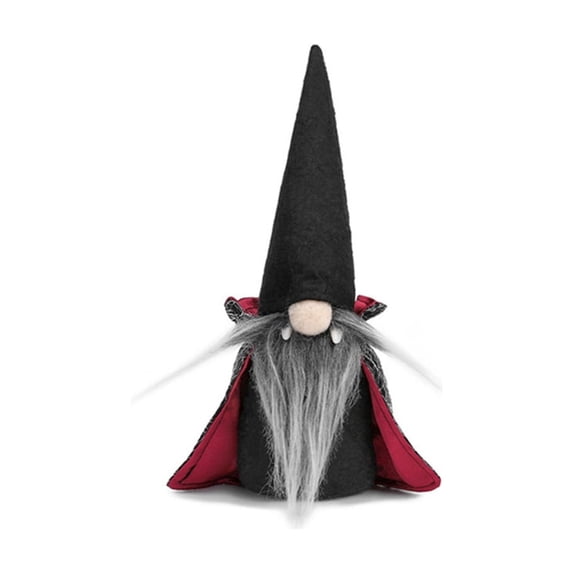 Halloween Faceless Gnome Doll Ornament 1 Pack Soft Cloth Black Witch Cloak & Hat Holiday Decor Washable Tabletop Figurine for Indoor Home Party Halloween Christmas Festival Decoration Gift