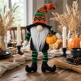 thumbnail image 1 of Halloween Faceless Gnome Doll, Striped Long-Leg Witch Hat with Broom Figurine, Spooky Tabletop Ornament for Home Party Home Shelf Mantel Decor, 1 of 6