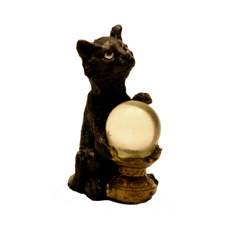 Black Cat Crystal Ball Mini Halloween Fairy Garden Orb Figurine Dollhouse Decor Black Cat Crystal Ball Mini Halloween Fairy Garden Orb Figurine Dollhouse Decor