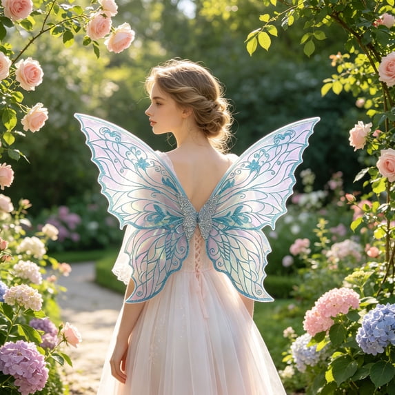 Halloween Fairy Wings, Simulated Butterfly Wings Halloween Masquerade Costume Accessory for Halloween Party Cosplay, Multiple Colors Available