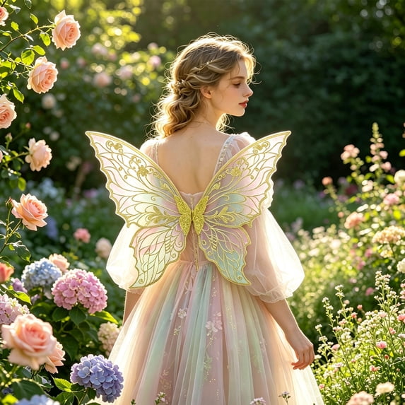 Halloween Fairy Wings, Simulated Butterfly Wings Halloween Masquerade Costume Accessory for Halloween Party Cosplay, Multiple Colors Available