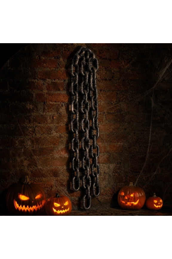 Halloween Fake Plastic Chain Prop 1.8M (6FT) Large Black Simulation Prison Chain Decor for Haunted House Party Wall Hanging Ornament