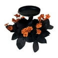 thumbnail image 1 of Halloween Fall Christmas Decorative Candlestick, Gothic Halloween Wreath Black Candle Rings, Durable Material, Multifunctional Use, Halloween Wreath for Halloween Table Centerpieces,Orange Flowers, 1 of 5