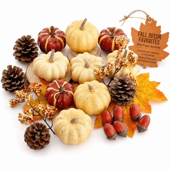 Halloween Fall Decor Home Decorations Autumn Thanksgiving Table Indoor Mini Pumpkins Fake Centerpieces Vase Filler Office Bowl House Acorn
