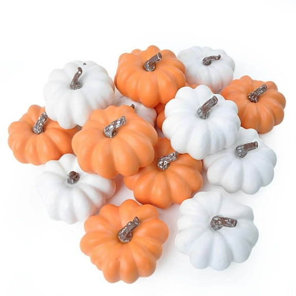 Halloween Fall Decorations Artificial Pumpkins - Realistic Mini Large Pumpkins for Outdoor Indoor Thanksgiving Harvest Festival Home Porch Table Centerpiece Decor
