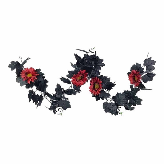 Halloween Fall Garland With Pumpkins Maple Leaves And Artificial Flowers Decorative Hanging For Thanksgiving Home Fireplace Doorway Indoor Decor 180cm Length