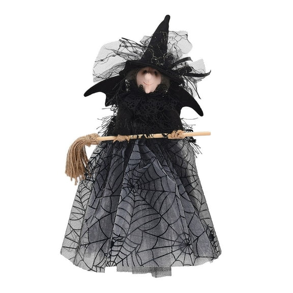 Halloween Fall Harvest Witch Ghostless Witches Doll Haunted House Props Gauze + Sequin Green Black Ornaments Decorations