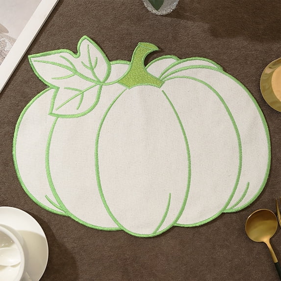 IGEED Halloween Fall Home Decor Pumpkin Placemat Embroidered Fabric Table Mat 15x11 Inch