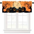 thumbnail image 1 of Halloween Fall Kitchen Decor Curtains, Pumpkins/Bats/Dryad Printed Short Tier Curtains for Kitchen Cafe Small Half Window Curtains for Bathroom, 54 X 18 Inch, 1 of 6