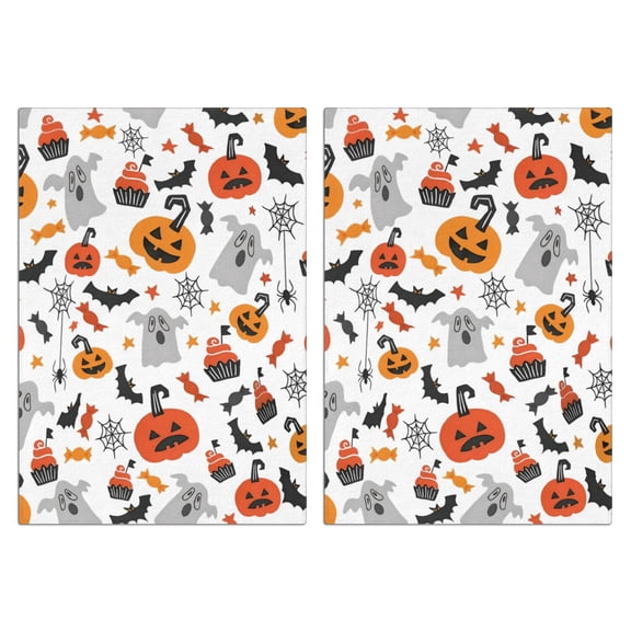 Halloween Fall Kitchen Towels Set of 2, 18x26 Absorbent Ghost Pumpkin Tea Towels, Witchy Dish Towels for Kitchen Drying, Soft Hand Towels for Coffee Station or Holiday Decor