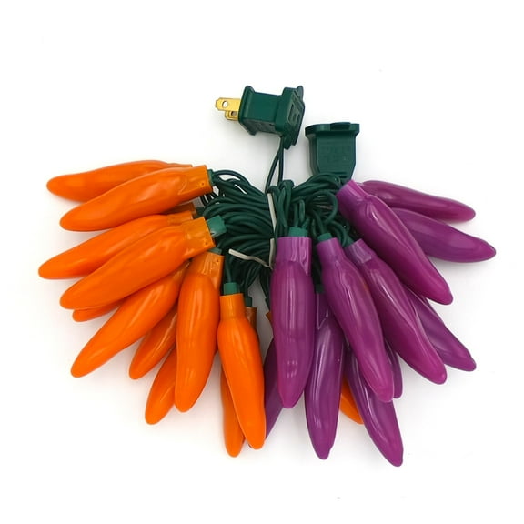 Halloween - Fall - LED Chili Pepper string lights - 50 Peppers per string - Orange, Purple, Combo- 13.5 ft - Casa RC - free ship