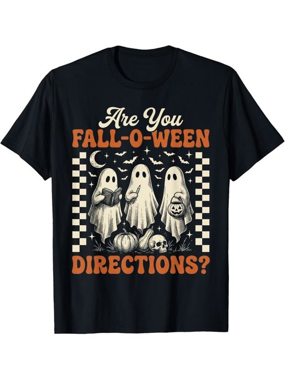 Halloween Fall-O-Ween Ghost Pumpkin Skull Spooky Autumn T-Shirt