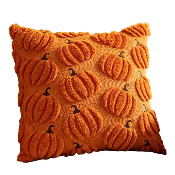 Halloween Fall Pillow Covers Pumpkin Pattern Decorative Throws Pillowcases Autumn Soft Plush Faux Wool Pillows for Home Couch Sofa Bedroom Chair Earthy Yellow M