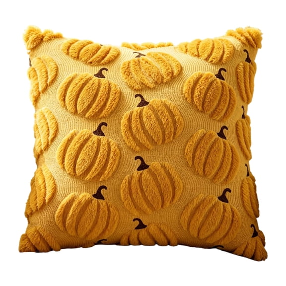 Halloween Fall Pillow Covers Pumpkin Pattern Decorative Throws Pillowcases Autumn Soft Plush Faux Wool Pillows for Home Couch Sofa Bedroom Chair Yellow S