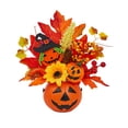 thumbnail image 1 of Halloween Fall Pumpkin Flowers Centerpieces for Tables, Decorative Pumpkins with Sunflowers and Maple Leaves, Fall Harvest Decor Halloween Thanksgiving Table Centerpieces 10 Inch, 1 of 6