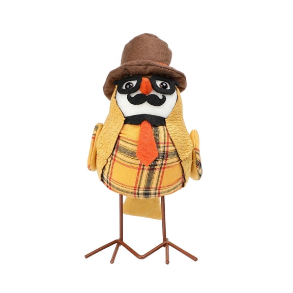 Halloween Fall Standing Cloth Bird Figurine Decoration, 7.1x3.5in Featherly Handmade Cute Fabric Bird Ornament for Table Mantle Desk Window Display Scene Holiday Office Home Gift for Bird Lovers