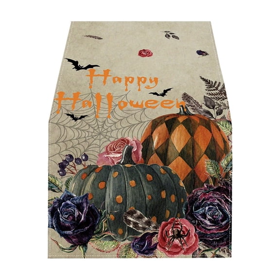 Halloween Table Runner, 72x13 Inch Linen Decorative Table Linen for Thanksgiving Dining Party Home Decor