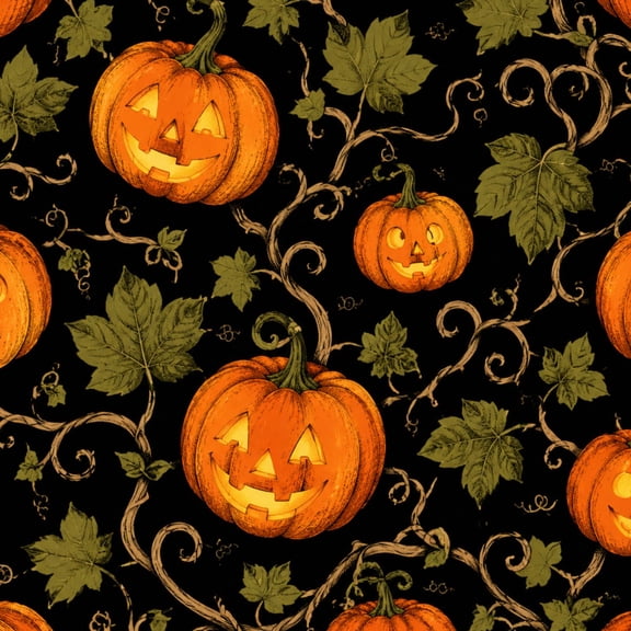 Halloween Fall Theme Peel and Stick Wallpaper 17.7in x 9.8ft Vintage Halloween o Lantern Pumpkin Leaves Vines Black Contact Paper for Living Room Kitchen Cabinets Party Decor